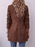 Women's Printed Suit Collar Long-sleeved Casual Loose Cotton Cardigan
