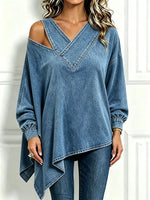 Chic Asymmetrical Denim Blouse