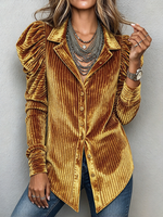 Boho Stylish Velvet Ruched Sleeve Blouse