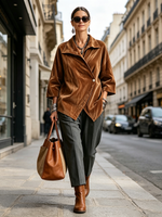 Cozy Relaxed Asymmetrical Cut Corduroy Blouse