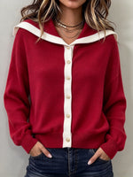 Chic Color-block Knit Cardigan
