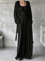 Comfortable Thin Knit Draped Three-Piece Lounge Set