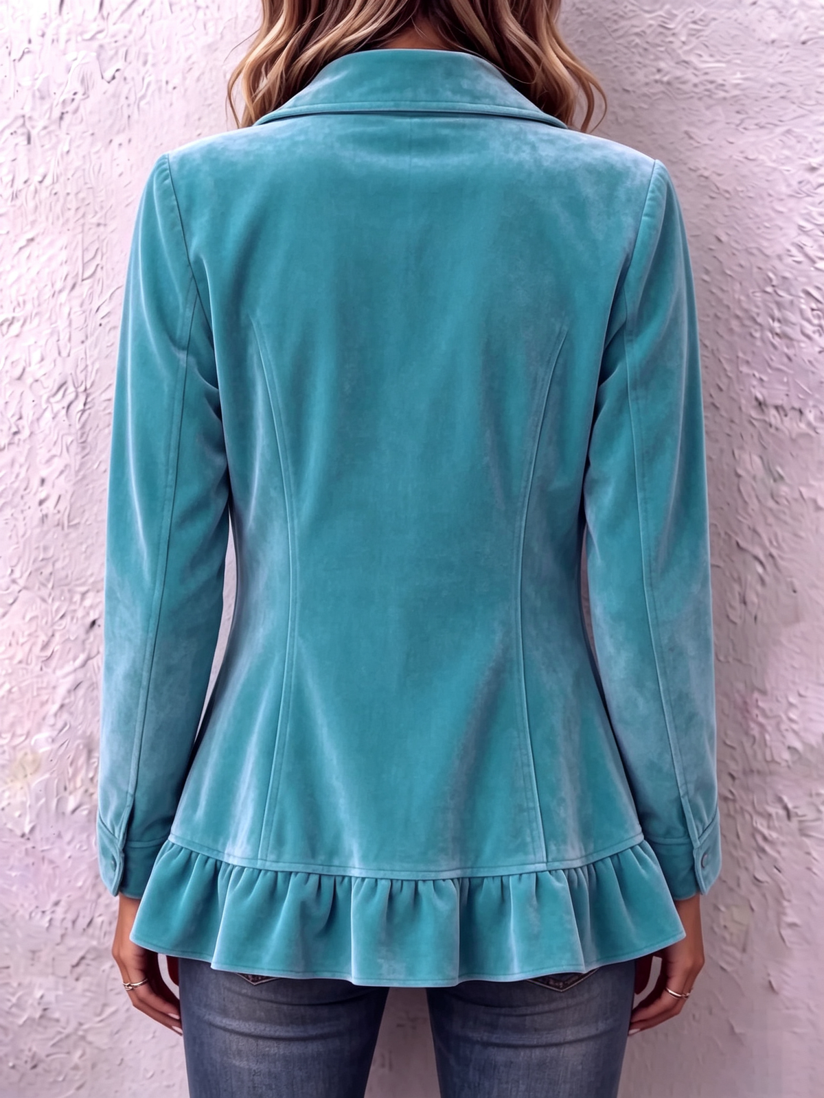 Chic Western Boho Ruffled Velvet Jacket