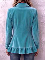 Chic Western Boho Ruffled Velvet Jacket