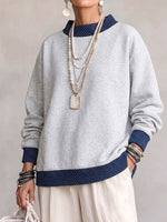 Loose-fit Long-sleeve Sweatshirt With A Crew Neck And Contrasting Polka-dot Pattern