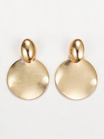 Sculptural Brushed Gold Disc Statement Earrings