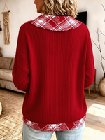Casual Stylish Plaid Fake-two-piece Sweater