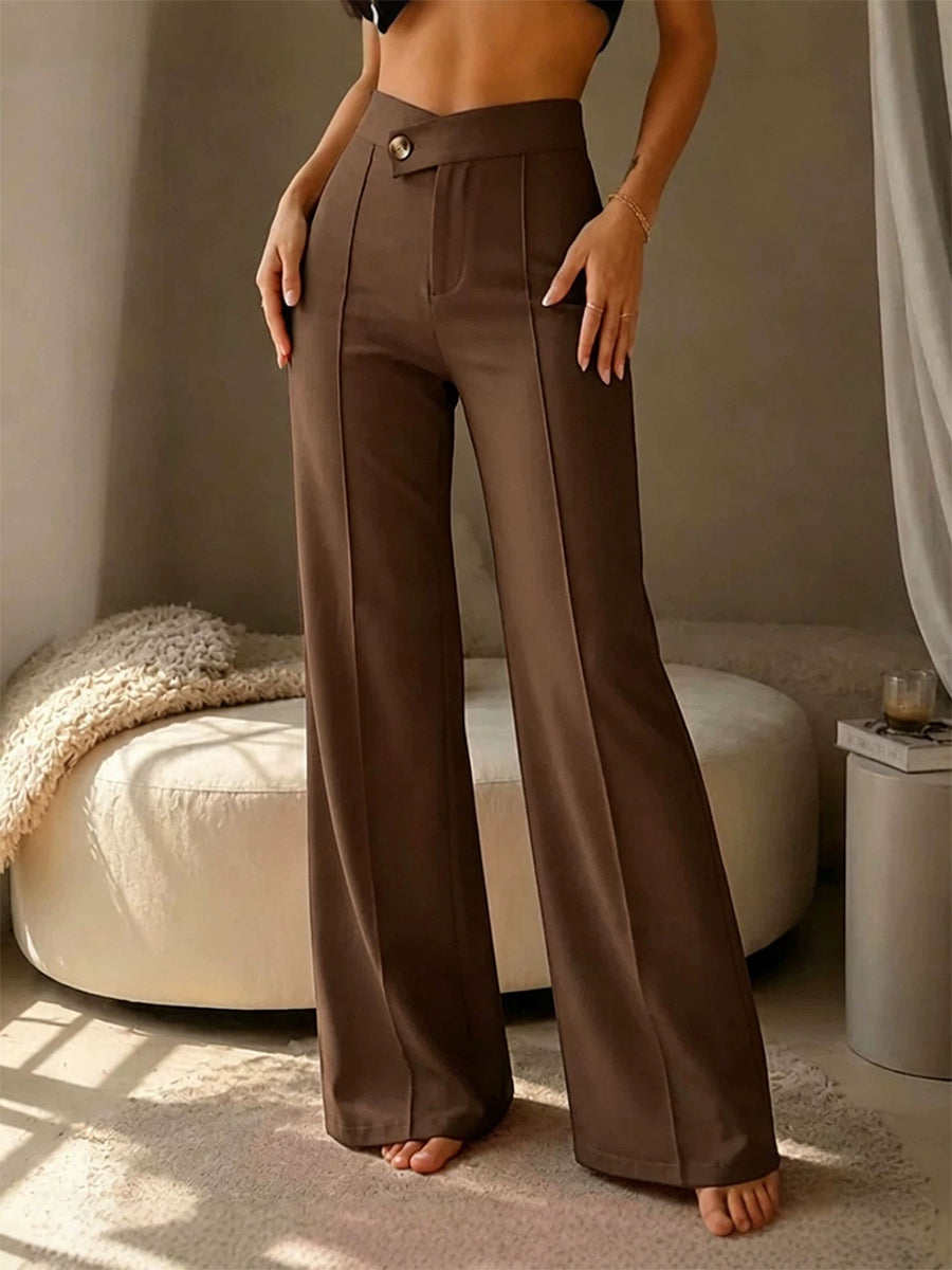 Chic High-Waisted Asymmetric Wide-Leg Trousers